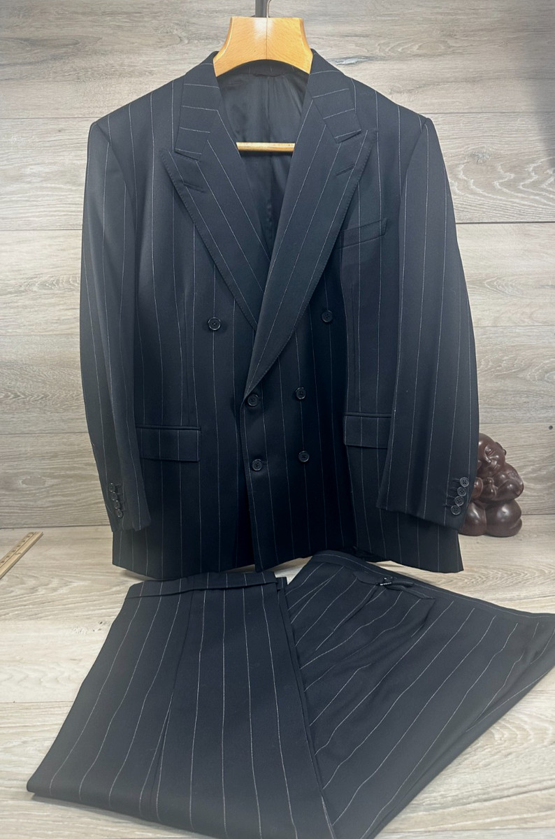 vintage pinstripe double chester coat メンズ vintage pinstripe