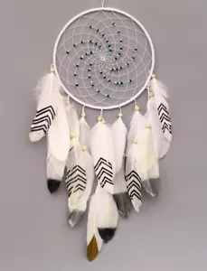Traumfänger - weißer großer Dreamcatcher 20 cm Ringdurchmesser, Länge ca. 50 cm - Bild 1 von 1