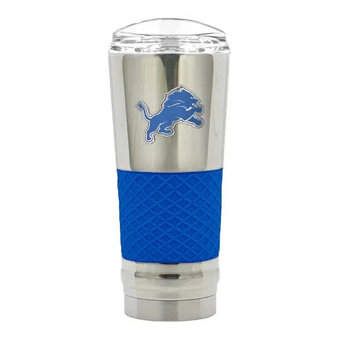 Detroit Lions Chrome Tumbler 24 oz Vacuum Insulated Beverage Cup Cover