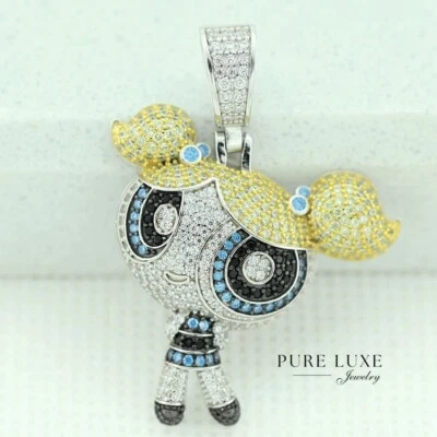 Plata de ley 925, las niñas superpoderosas circonita cúbica 3D mini dije*CAJA Foto 1 de 3