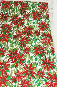 Christmas Holiday Tablecloth Poinsettia 53” x87.5” Homemade Vtg 80s Crochet Lace - Picture 1 of 5