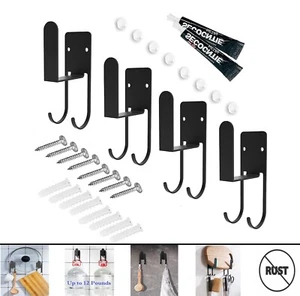 Edelstahl 4er-Pack schwarz strapazierfähig Küche Bad Wandbehang Haken Aufbewahrung - Bild 1 von 11