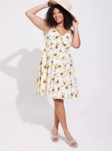 Mini Vestido Torrid Girasol Blanco Amarillo Nuevo con Etiquetas Nuevo 0X - Imagen 1 de 6