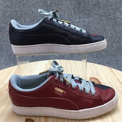 Puma Zapatos Mujer 6 Canasta Atlética Zapatillas bajas Azul Rojo Cuero Con Cordones Foto 1 de 4