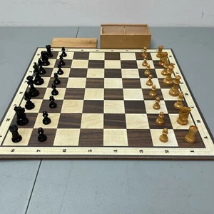 Schachspiel Set aus Holz groß 16x16 mit Holzfiguren und Aufbewahrungsbox - Bild 1 von 8