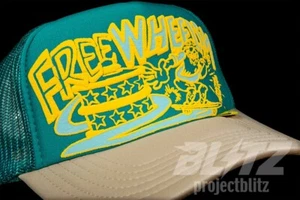 KAPITAL FREE WHEELIN TRUCKER CAP HAT TURQUOISE BEIGE SNAPBACK - Picture 1 of 3