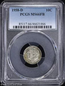 1958-D 10c Roosevelt Dime PCGS MS 66 FB | Uncirculated UNC BU - Picture 1 of 4