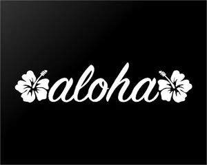 Aloha Hawaii Hibiscus Vinyl Decal Car Window Laptop Surf Sticker - Picture 1 of 9