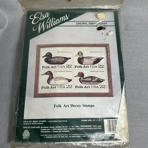 NEU 1985 Elsa Williams Volkskunst Köder Briefmarken 00347 Crewel Stickpackung - Bild 1 von 4