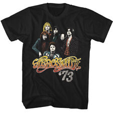 Aerosmith T-Shirt Men's 1973 Band Photo Steven Tyler Music Rock Band Metal Black