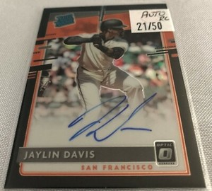 2020 Optic Baseball Jaylin Davis San Francisco Giants Black Prizm auto rookie #d