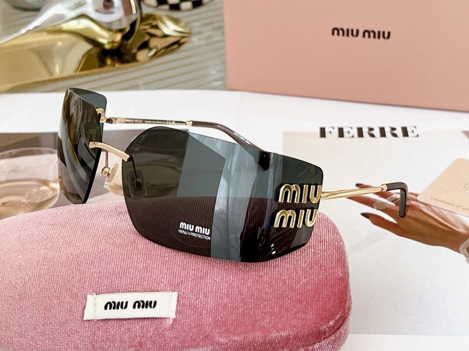 Women Sunglasses MU 54YS 5AK5S0 Gold Gray Wrap Sunglasses For Women - Image 1 of 4