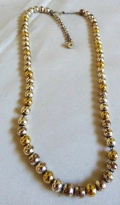 VTG NAPIER GOLD & SILVER TONE ROUND BEADS STRAND ON CHAIN NECKLACE 18.5"L ADJ - Picture 1 of 5