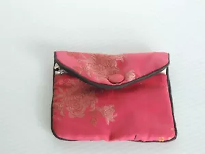 Jewelry Storage Bags Silk Chinese Tradition Pouch Organizer zipper 5 x 4 closed - Picture 1 of 7