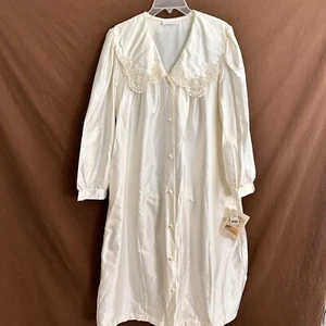 Vestido de casa de encaje simple marfil suave vintage victoriano Komar ropa de dormir GRANDE - Imagen 1 de 8