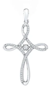 10k White Gold .20ct Diamond Cross Pendant - Picture 1 of 2