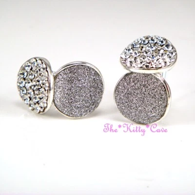 Argento Rodio Placcato Doppio Dischi Sabbiati Effetto Polvere Lunare - Immagine 1 di 3