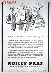 Anuncio de vermut vintage 'NOILLY PRAT' - pequeño original 1949 impresión AD - Imagen 1 de 1