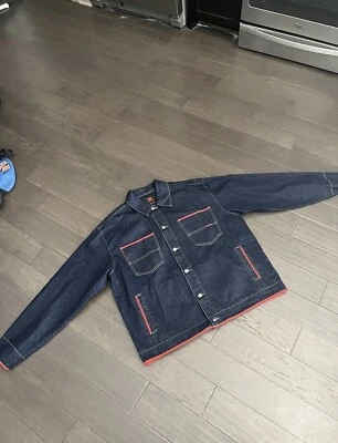 Jaqueta jeans masculina Dtek XXL azul denim botão para baixo Denim Technology Y2K - Imagem 1 de 4