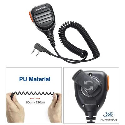 Portable 2 PIN Push-to-Talk PTT Speaker Mic for  UV-5R UV5RA Black - Bild 1 von 4