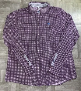 Cinch Herren Hemd mit Knöpfen Print Langarm weinrot geometrisch 100% Baumwolle - XXL - Bild 1 von 10