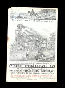 Rare 1876 Lake Shore & Michigan Southern Railway Trade Advertising Business Card - Imagen 1 de 10