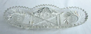 Heavy American Brilliant Cut Glass Crystal Relish Dish Star Pinwheel Sawtooth - Bild 1 von 2
