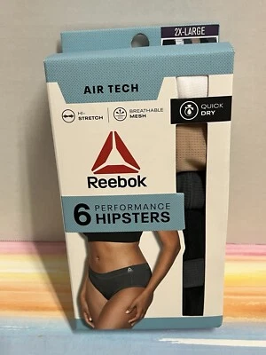 NEW 6-pack Reebok Performance Hipsters panties size 2XL Air Tech 2x-large - Image 1 of 4