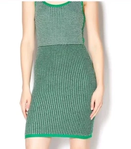 Vestido suéter Susana Monaco para mujer talla M verde/blanco manga corta hasta la rodilla - Imagen 1 de 5