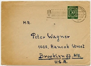Cubierta vintage con sello de Stuttgart, Alemania a Brooklyn Nueva York EE. UU. 1947 - Imagen 1 de 2