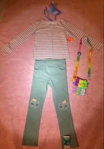 Girls Long Sleeve Shirt And Pants With Cat Bag And Headband Outfit Set Size 4/5 - Picture 1 of 3