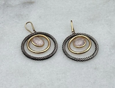 Pendientes móviles colgantes DAVID YURMAN 750 de oro de 18 quilates y 925 con aro de cable de ley Foto 1 de 3