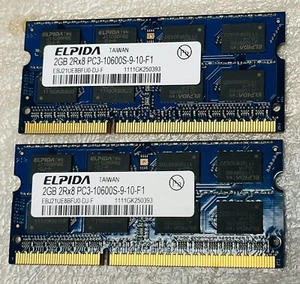 ELPIDA 4GB (2GB X2) PC3-10600 SO-DIMM EBJ21UE8BFUO-DJ-F - Picture 1 of 1