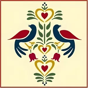 Volkskunst Vögel 2 Schablone - koloniale Volkskunst - Die kunstvolle Schablone - Bild 1 von 6