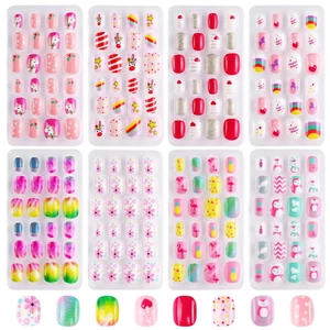 192Pcs 8Pack Press on Nails for Kids, Fake Nails for Kids Pre-Glue Full Cover G - Picture 1 of 12
