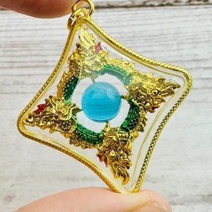 Naga Eye Leklai Nakabat Snare Healing Crystal Watbangpha Blue Thai Amulet #15884 - Picture 1 of 8