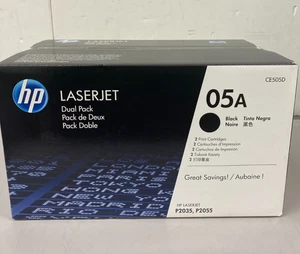 Nuevo tóner negro sellado genuino OEM HP CE505D paquete doble 05A LaserJet P2035 P2055 - Imagen 1 de 4