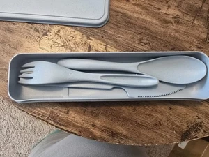 Large Reusable Utensil Set Case Portable Plastic Spoon, Fork, & Knife - Picture 1 of 8