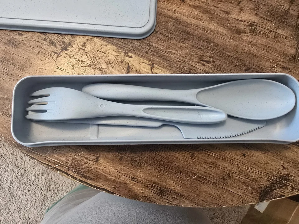 Large Reusable Utensil Set Case  Portable Plastic Spoon, Fork, & Knife - Image 1 of 4