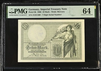 Germany 10 Mark Imperial Treasury 1906 P 9 b Choice UNC PMG 64 - Image 1 of 3