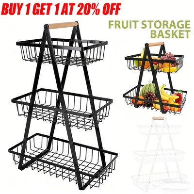 2/3 Tier Fruit storage Basket Fruit Bowl Holder Bread Basket Vegetable Rack UK - Image 1 of 4