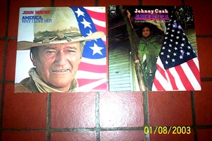 JOHN WAYNE / JOHNNY CASH ( AMERICA, WHY I LOVE HER / AMERICA 200 YEARS ) 2 LP NM - Picture 1 of 1