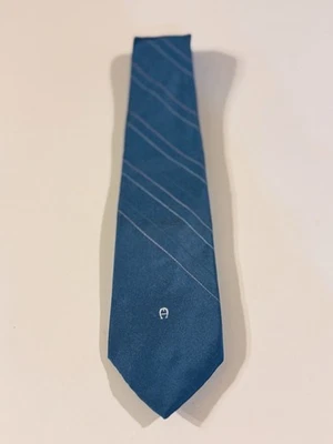 Corbata vintage Etienne Aigner para hombre corbata azul seda rayas oficina negocios trabajo Foto 1 de 3