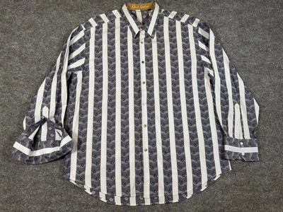 Robert Graham Shirt Men’s 3XL Flip Cuff Embroidered Flowers Stripes Silk Trim - Image 1 of 4