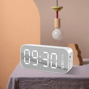 Multifunctional Digital Alarm Clock Stereo Speaker Mirror Clock Wireless Speaker - Picture 1 of 24
