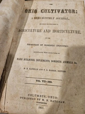Antique 1851 Book The Ohio Cultivator Monthly Journal Agriculture Horticulture  - Image 1 of 4
