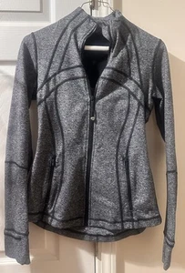 Lululemon Define Jacke Splatter weiß schwarz grau durchgehender Reißverschluss Damengröße 6 - Bild 1 von 6