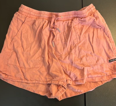 CALVIN KLEIN Women’s Peach Shorts Small Drawstring 100% Lyocell - Image 1 of 4