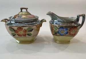 Tokito Art Deco Floral Lusterware Gold Moriage Hand Painted Sugar & Creamer - Picture 1 of 22