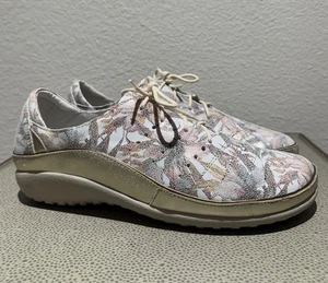 NAOT Kumara Gold Floral Leather Lace Up Comfort Shoes Sz US 11 / EU 42 EUC - Picture 1 of 15